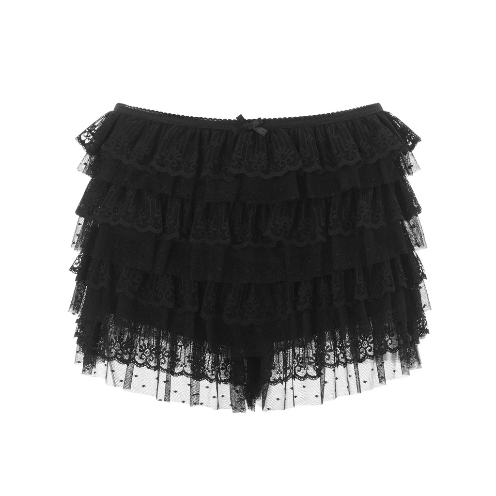 Women’s Coquette Lace Bloomer Shorts – Y2K Ruffle Bow Panties