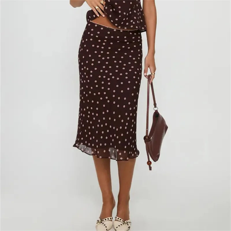 Chic Polka Dot Bodycon Midi Skirt – Flattering Slim Fit for Casual & Party Looks