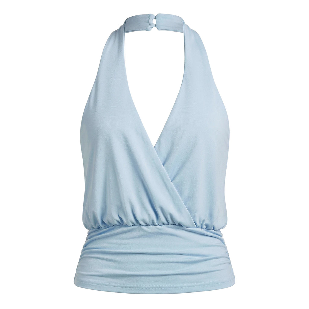Deep V Halter Crop Top – Women’s Y2K Backless Party & Clubwear Cami